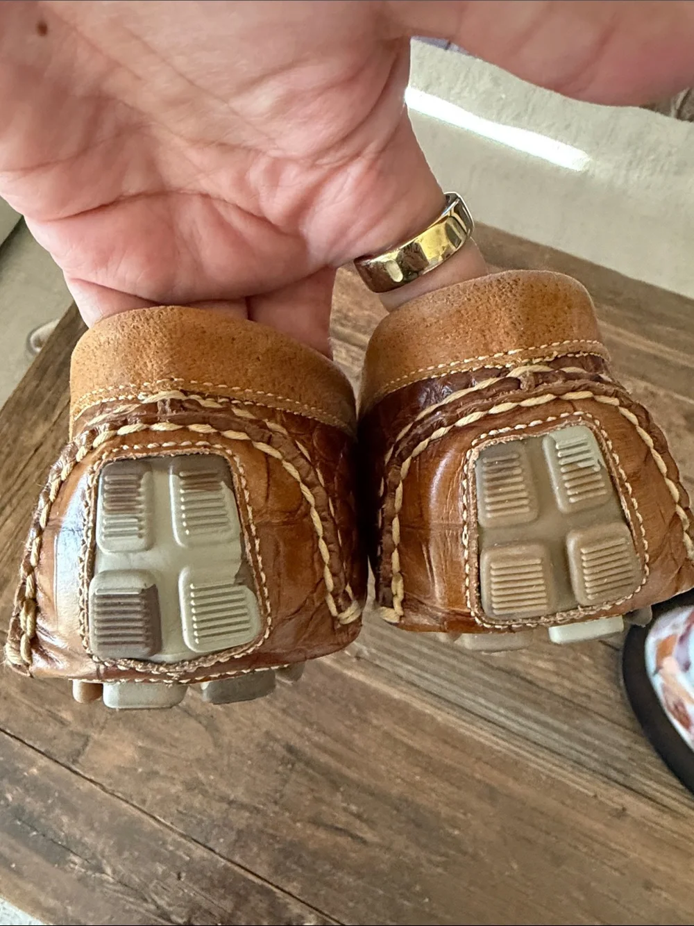 Martin Dingman Brown Croc-Embossed Leather Penny Loafers